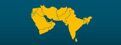 Map of India and Middle East